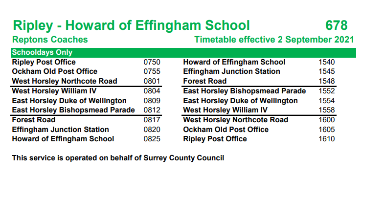 678 timetable